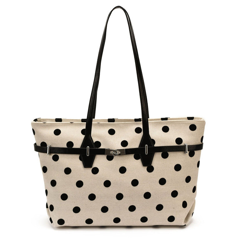 Polka Dot Canvas Tote Bag