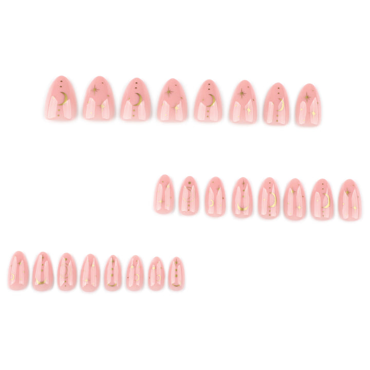 Artful Nail Extensions with Moon-Shaped and Star-Shaped Decorations Stornfield