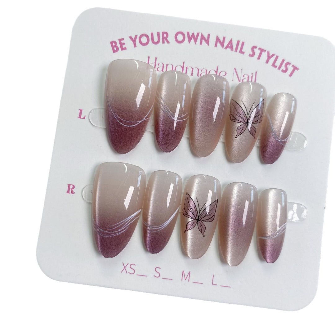 Elegant Butterfly-Designed Press-On Nail Set