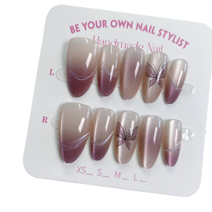 Elegant Butterfly-Designed Press-On Nail Set