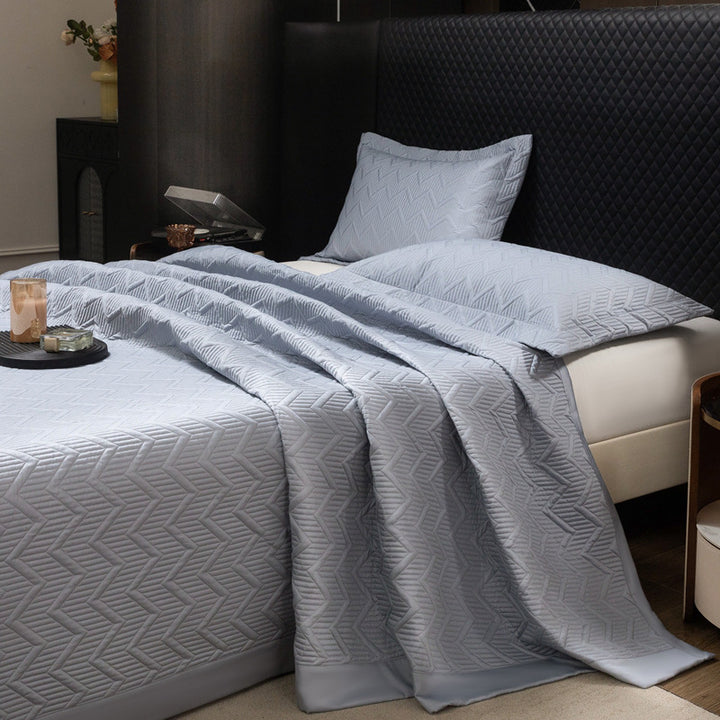 Quilted Chevron Bedspread Set with Reversible Coverlet and Pillow Shams