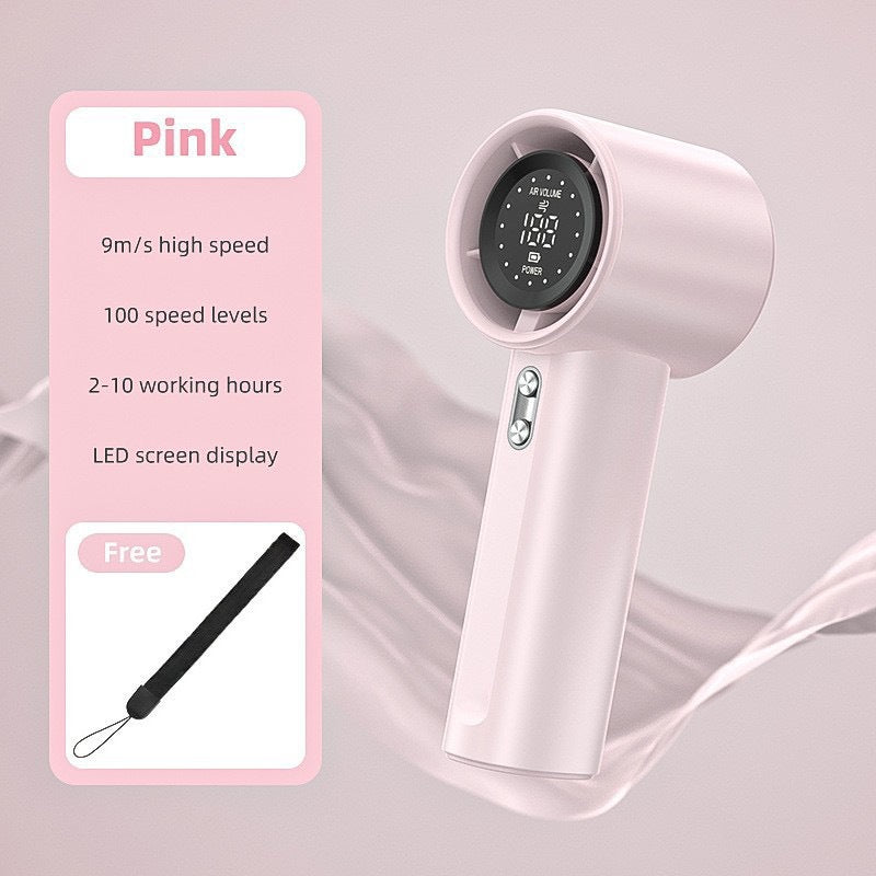 Cooling handheld bladeless personal fan with LED speed display and ultra-quiet brushless motor Stornfield