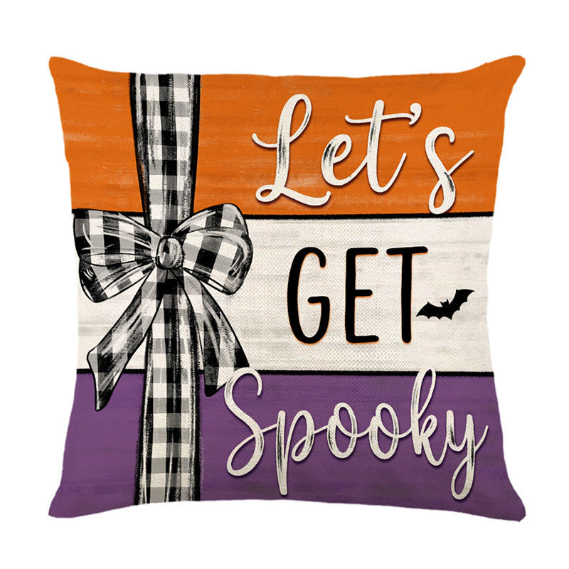 Halloween Ghost Cotton-Linen Square Throw Pillow Covers Set with Hidden Zipper