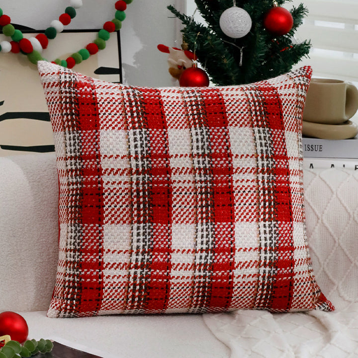 Square checked woven cushion cover in tweed look for sofa & festive decor Stornfield