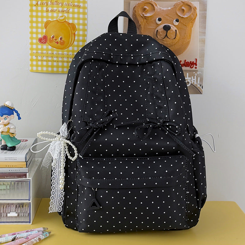 Stylish Polka Dot Patterned School Backpack Stornfield