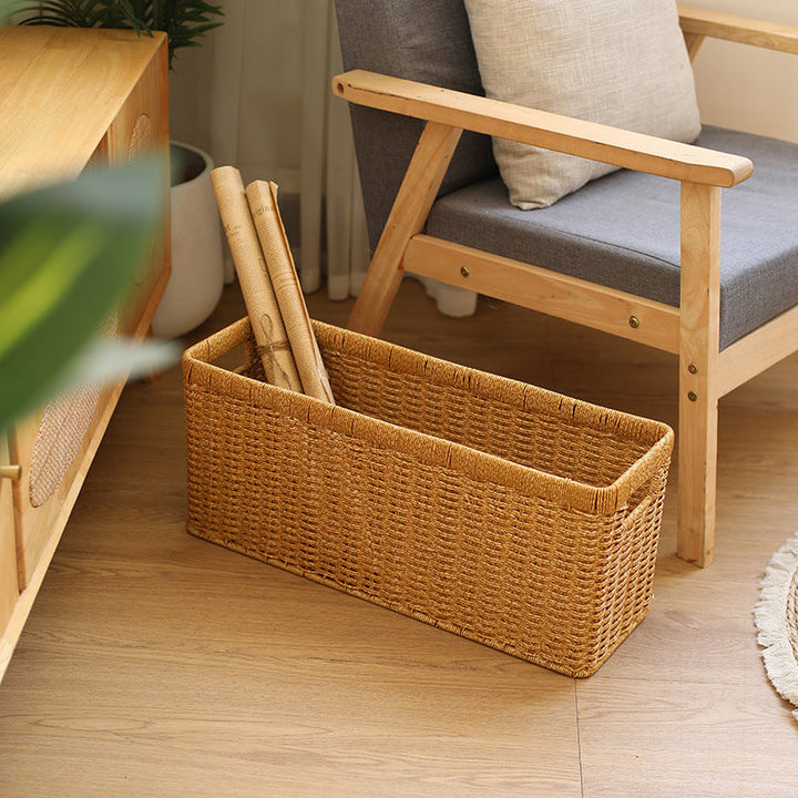 Handwoven Rectangular Storage Bin with Cutout Handles Stornfield