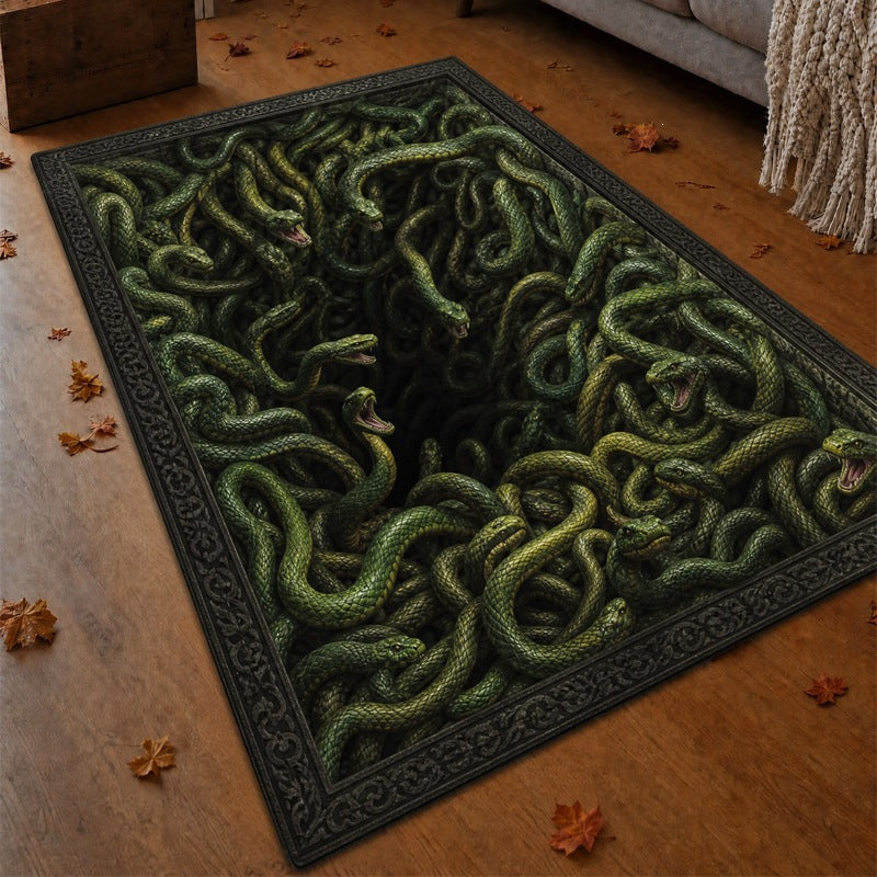 3D Serpent Design Area Rug for Home Decor