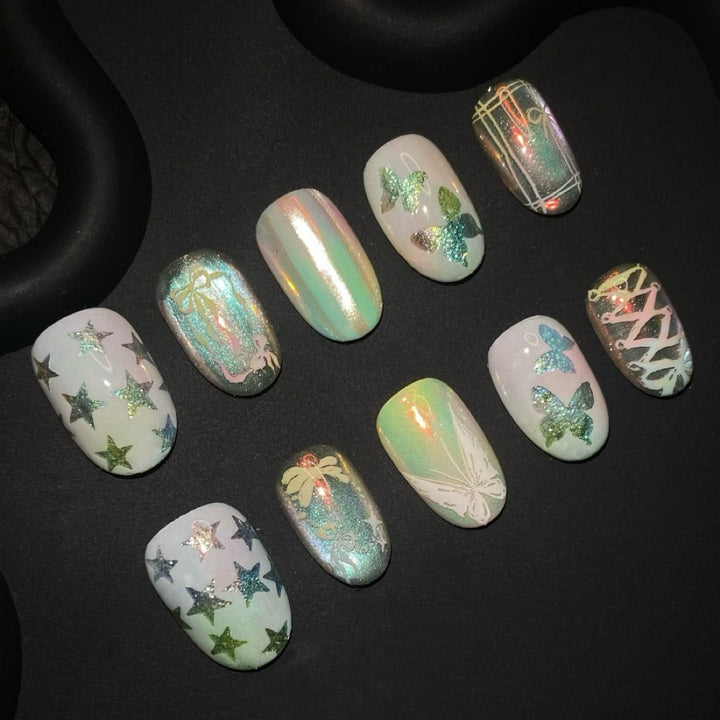 Customizable Butterfly-Themed Press-On Nail Set