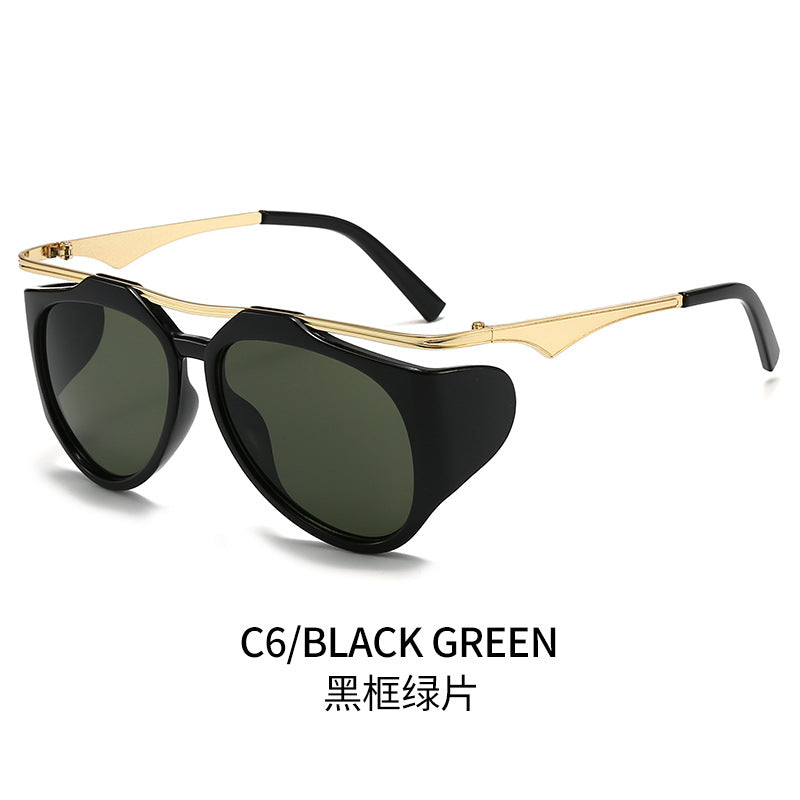 Ladies Fashion Sport Sunglasses with Oversized Frame and Golden Accents Stornfield