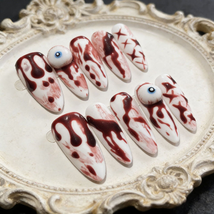Artistic Horror-Themed Press-On Nail Set