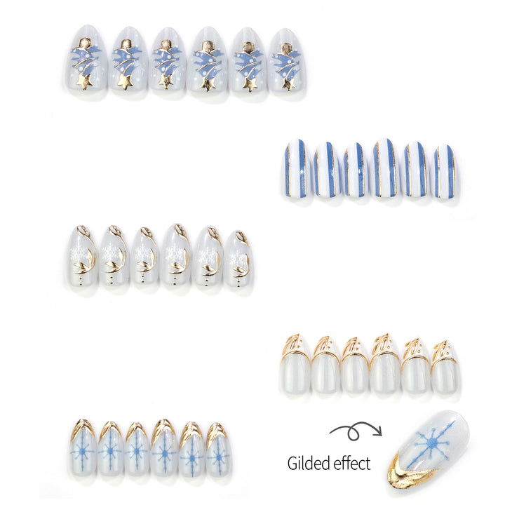 Winter-Themed Press-On Nail Set with Elegant Holiday Designs Stornfield
