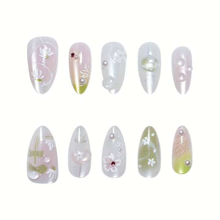 Floral Elegance Press-On Nail Set Stornfield