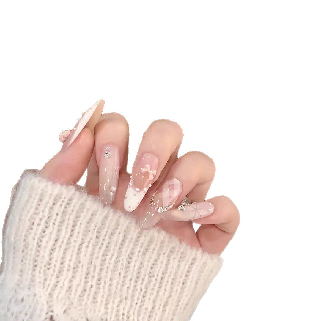 Artistic Long Stiletto Press-On Nail Set with Decorative Floral Accents Stornfield