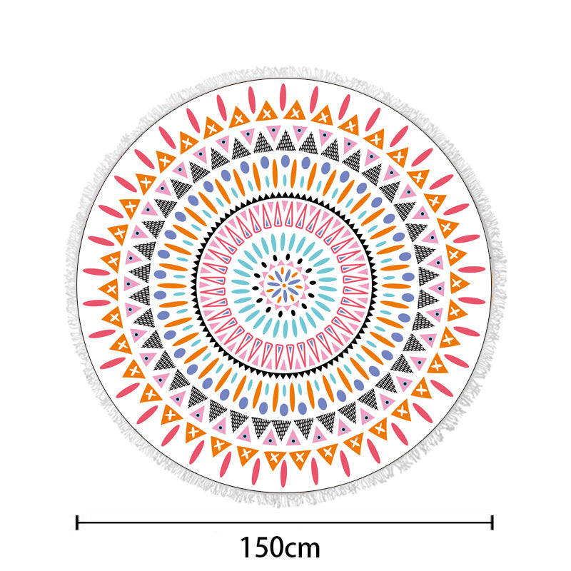 Round beach towel with artistic lotus motif Stornfield