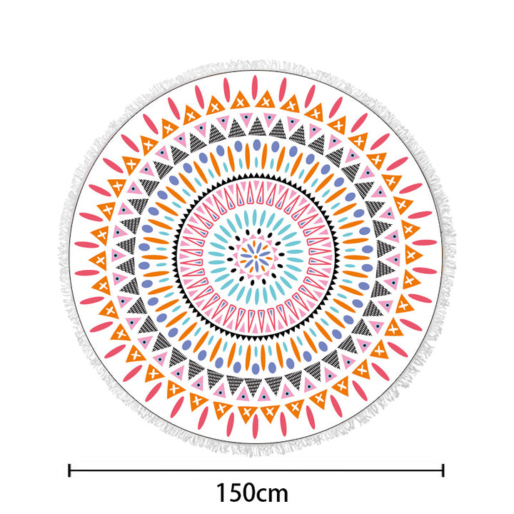 Round beach towel with artistic lotus motif Stornfield