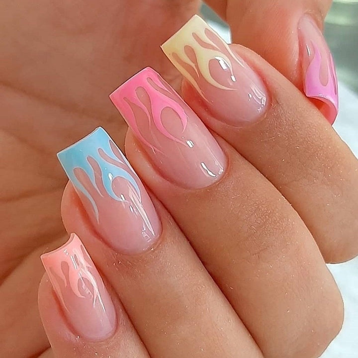 Nail art set with creative gradient and stylish flame details Stornfield