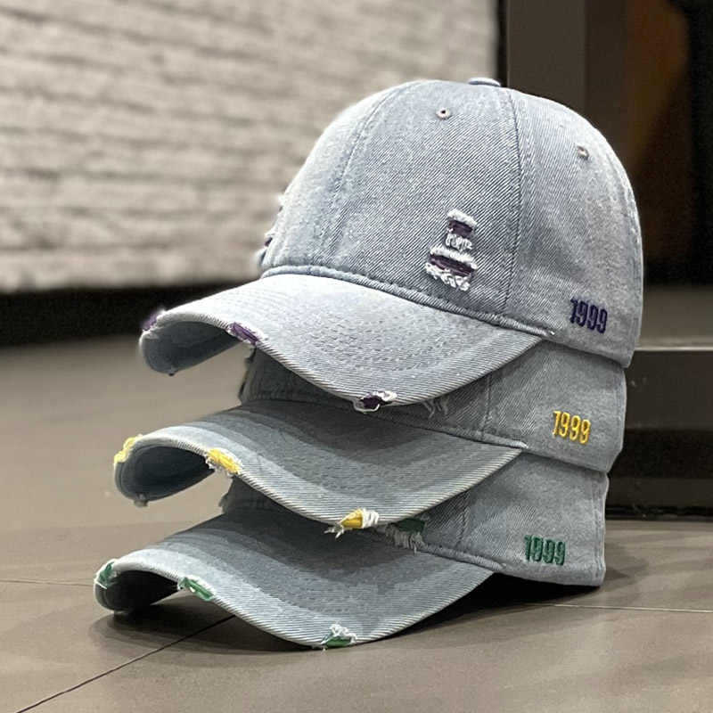 Unisex Distressed Denim Baseball Cap Stornfield