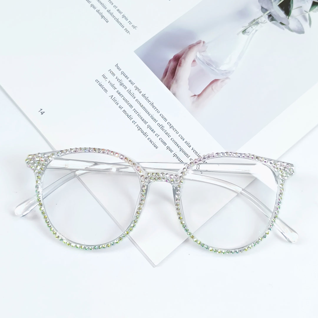 Women Stylish Cat Eye Glasses with Sparkling Rhinestone Trim Stornfield