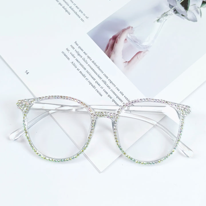 Women Stylish Cat Eye Glasses with Sparkling Rhinestone Trim Stornfield