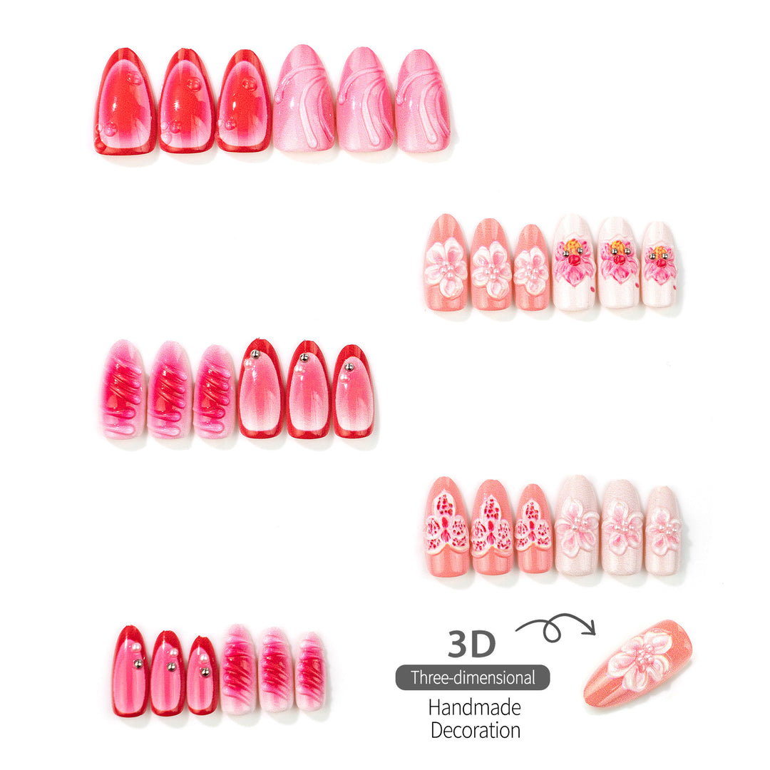 Artistic Floral Pattern Press-On Nails