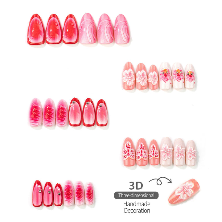 Artistic Floral Pattern Press-On Nails