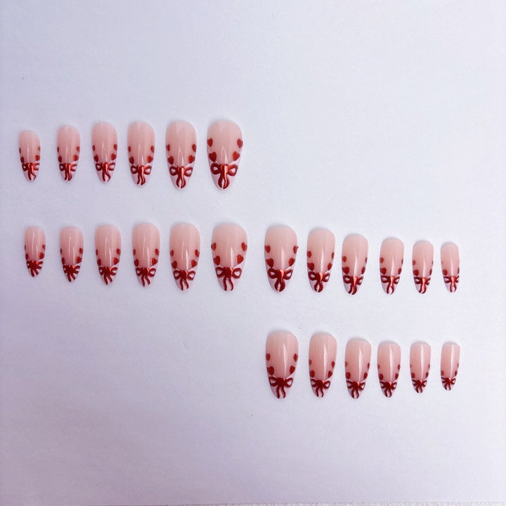 Premium Artificial Nails Set with Decorative Bows Stornfield