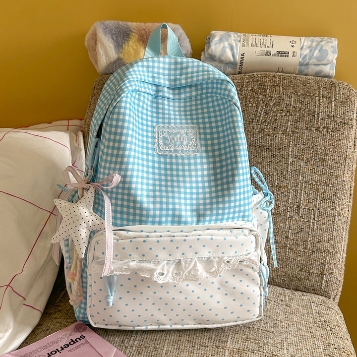 Charming Gingham Print School Backpack Stornfield