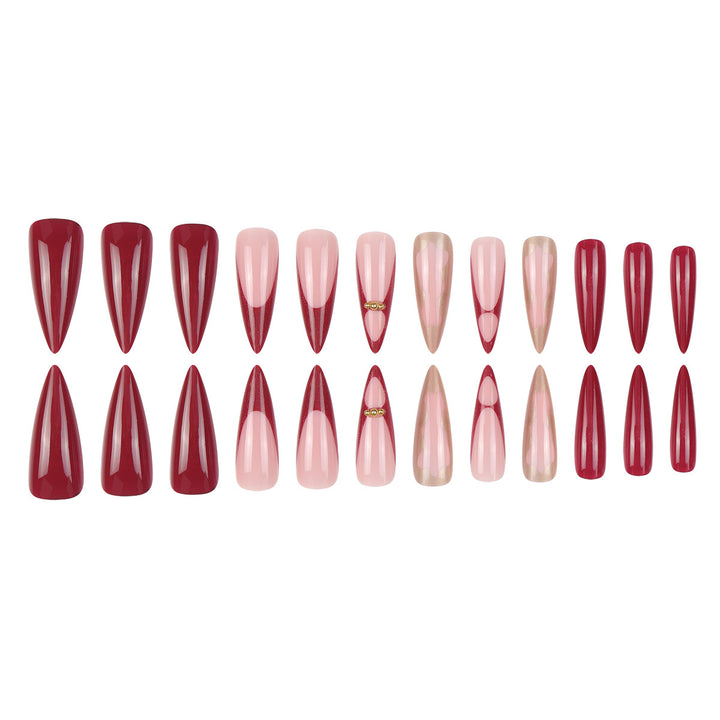 Gradient Stiletto Press-On Nails with Gold Accents Stornfield