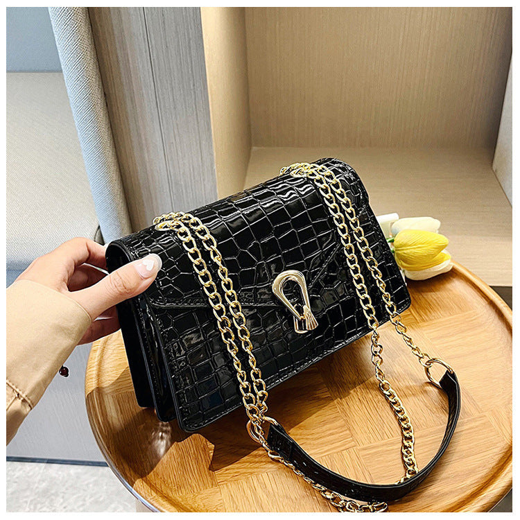 Elegant Crocodile-Texture Shoulder Handbag