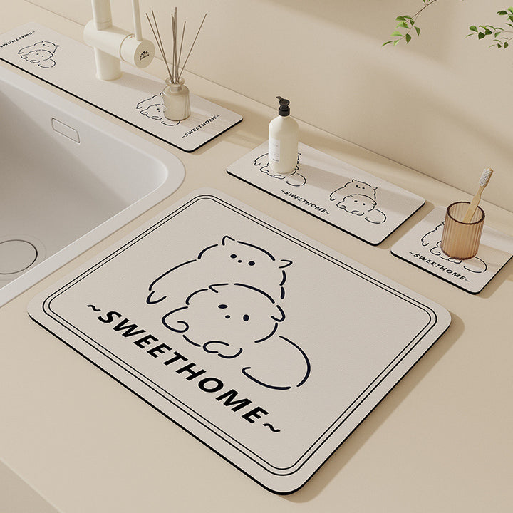 Cartoon Bear-Themed Bath Mat