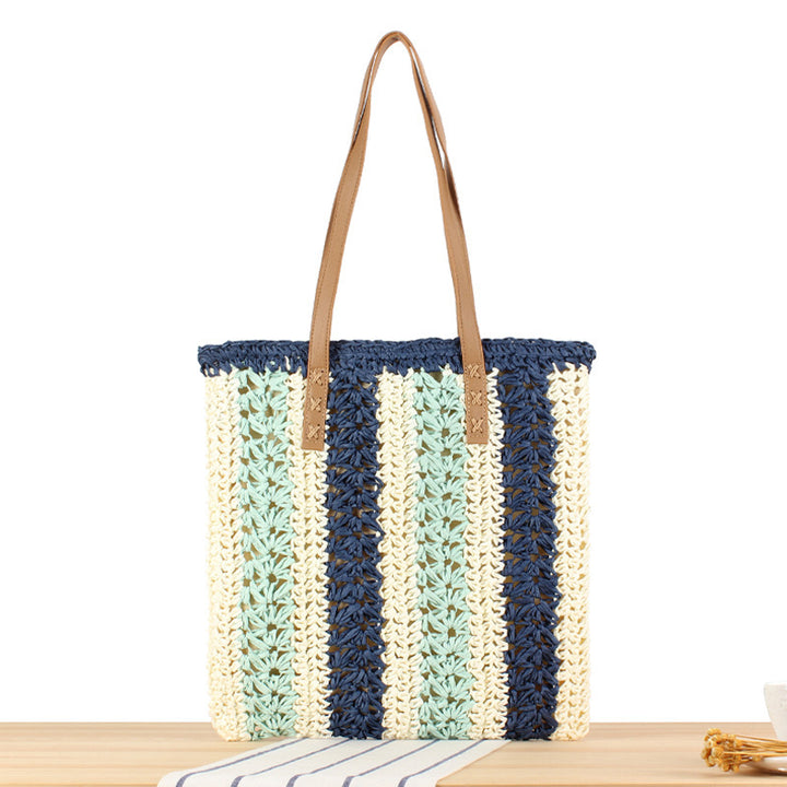 Braided tote bag with elegant leather handles Stornfield