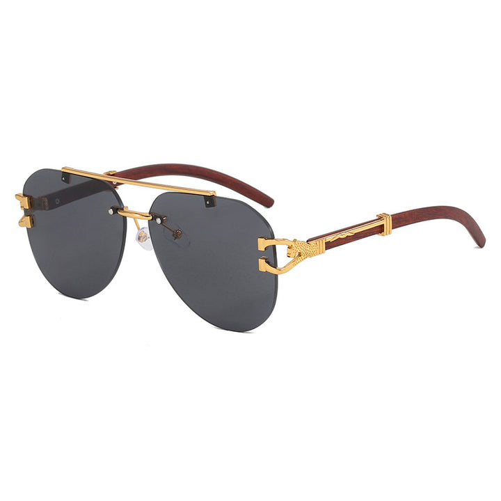 Ladies fashionable pilot sunglasses with luxurious metal accents and wood details Stornfield