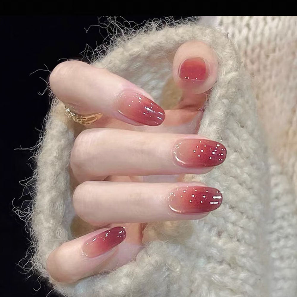 Ombre Stiletto Press-On Nails with Glitter Accents