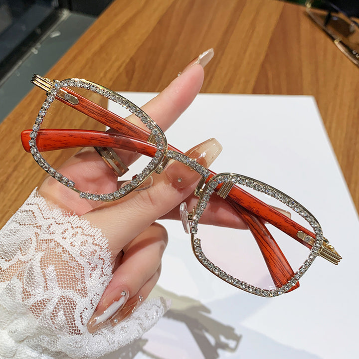 Women’s sunglasses with rhinestone-accented frame and modern wood design Stornfield