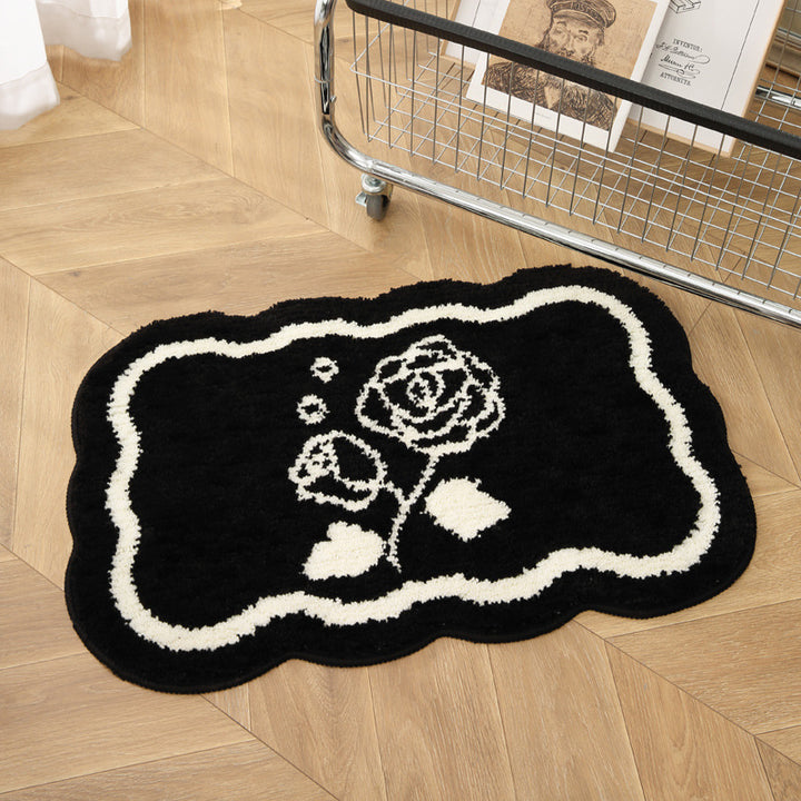 Floral-Designed Plush Bath Mat
