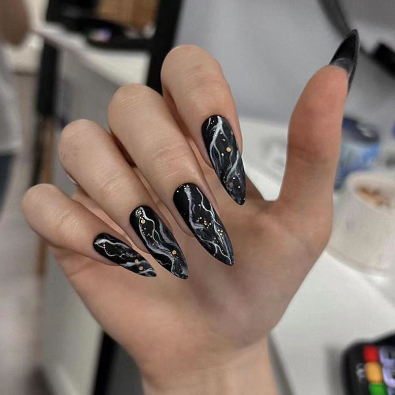 Elegant Marble Effect Press-On Nails Stornfield