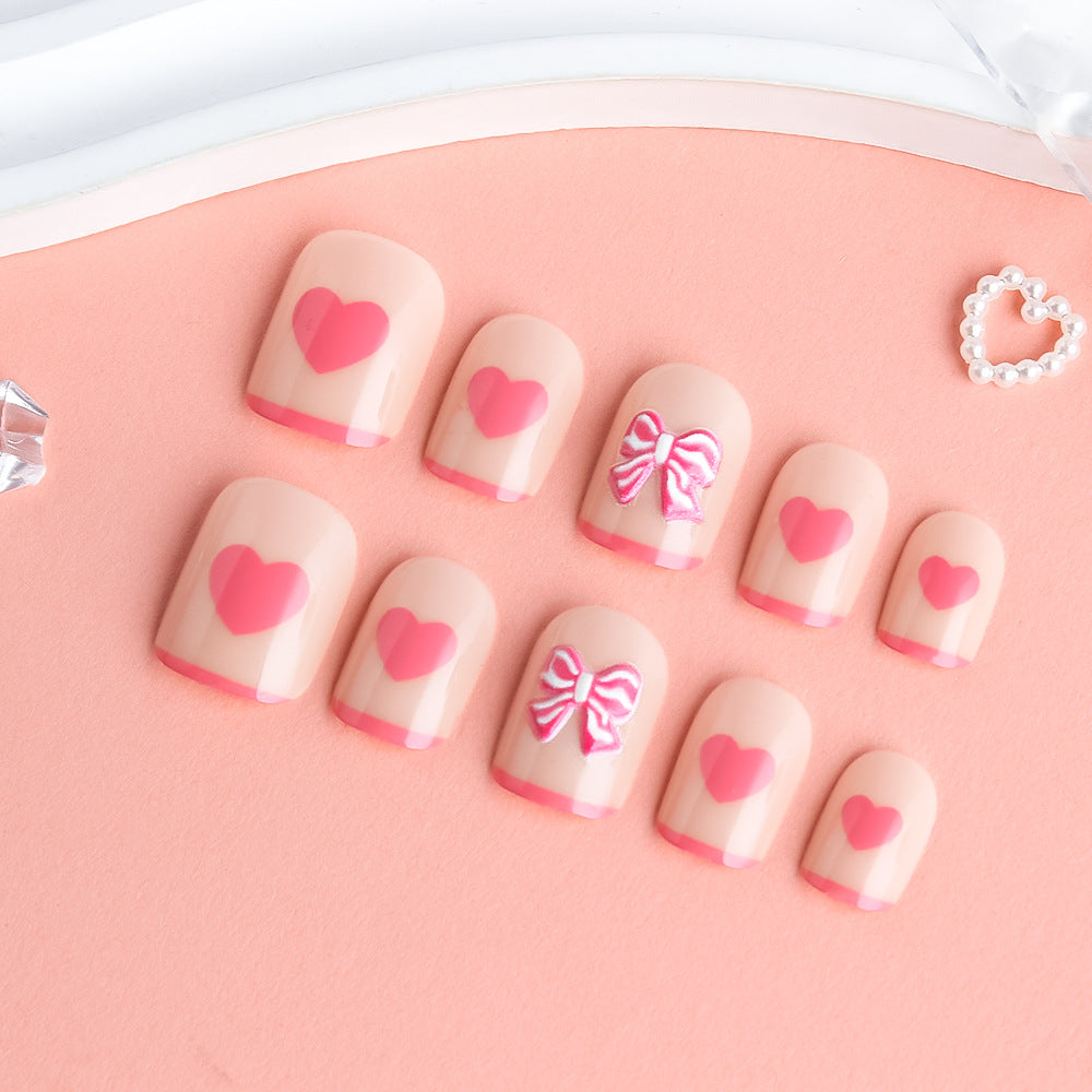 Heart and Bow-Embellished Press-On Nail Art Stornfield
