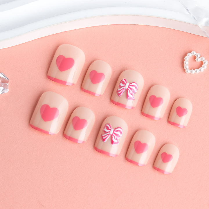 Heart and Bow-Embellished Press-On Nail Art Stornfield