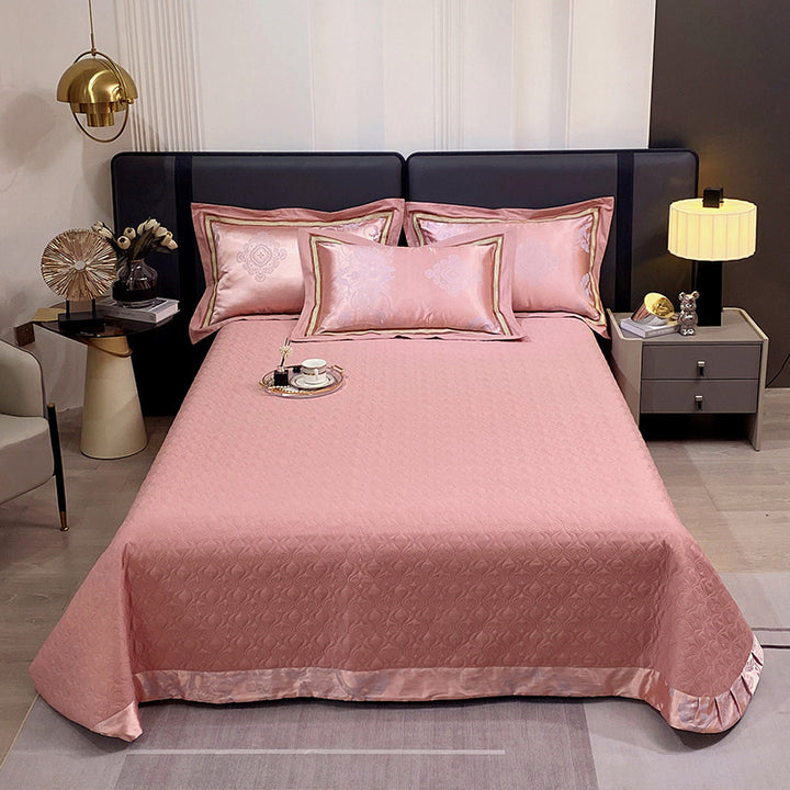 Quilted Microfiber Matelassé Bedspread with Satin Border & Matching Pillow Shams