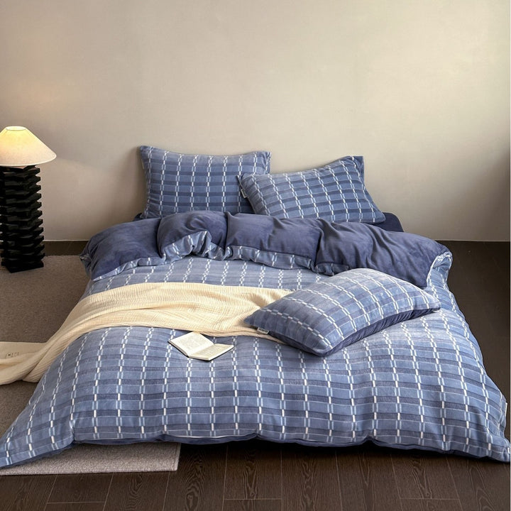 Brushed Cotton Checked Duvet Cover and Pillowcase Set