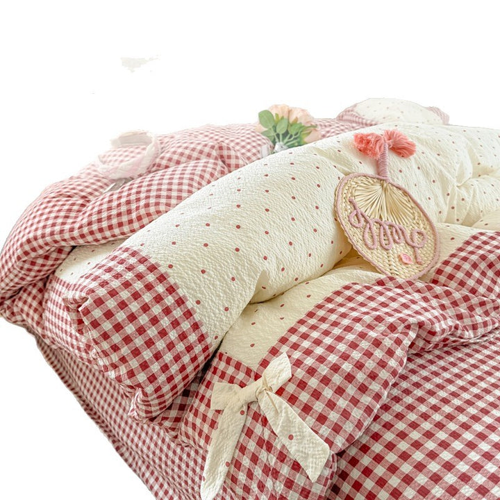 Cozy Quilted Gingham Duvet Cover Set
