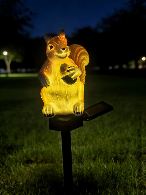 Whimsical Solar-Powered Squirrel Garden Stake Light With Integrated Solar Panel And Warm LED Glow Stornfield