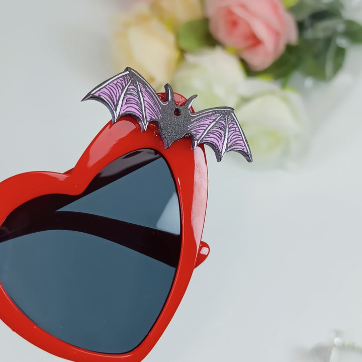 Heart-Shaped Sunglasses with Bat Accents Stornfield