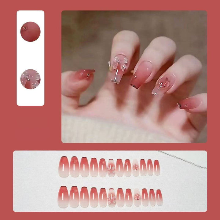 Trendy Artificial Nails with Flower and Glitter Elements Stornfield