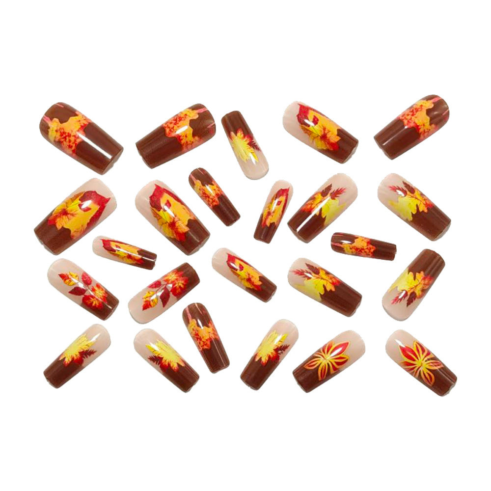 Artificial nails in elegant autumn design with leaf motifs Stornfield