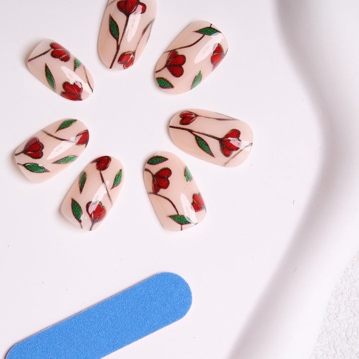 Floral-Designed Press-On Nails Stornfield