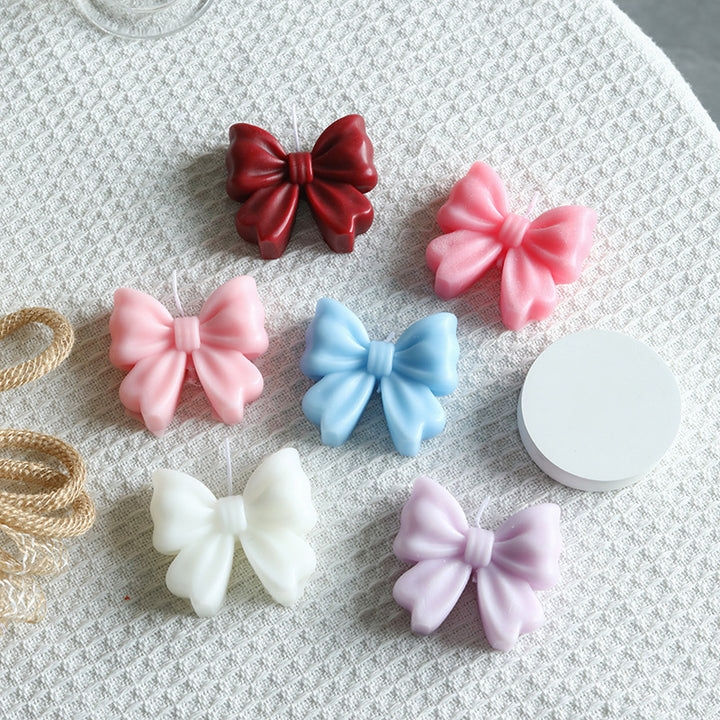 Decorative Bow-Shaped Hand-Poured Soy Wax Candle for Tabletop Centerpiece