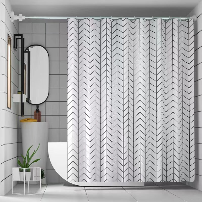 Chevron Patterned Fabric Shower Curtain Stornfield