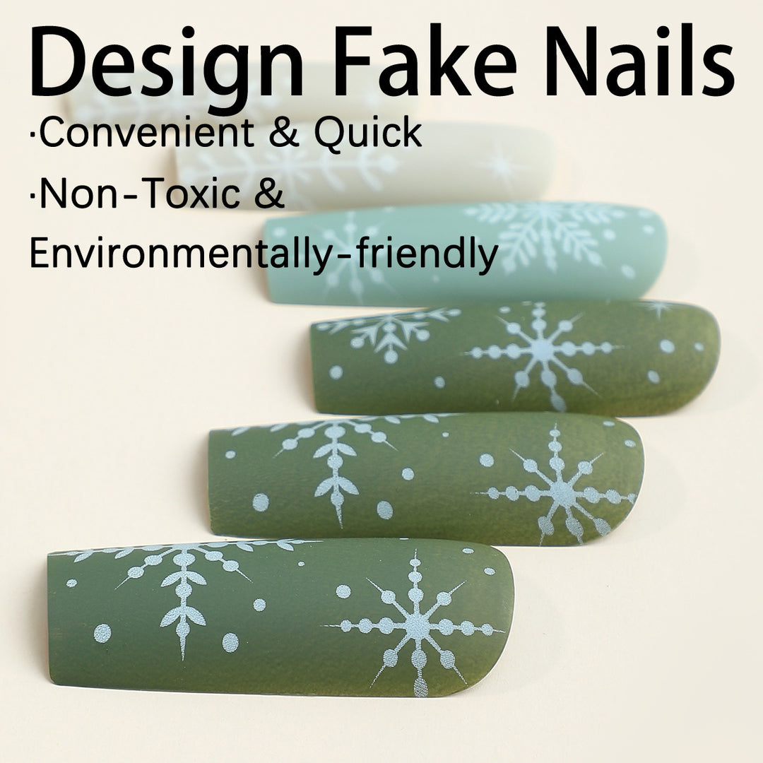 Artificial nail set with wintry snow motif Stornfield