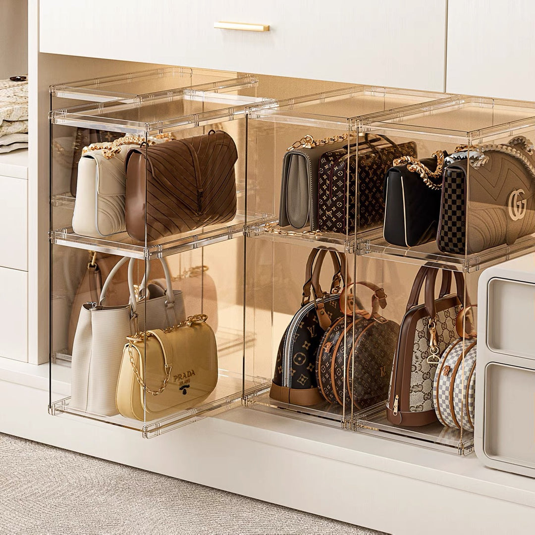 stackable transparent storage shelf three-piece